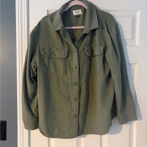 AE Oversized Green Button-Up Shirt Jacket